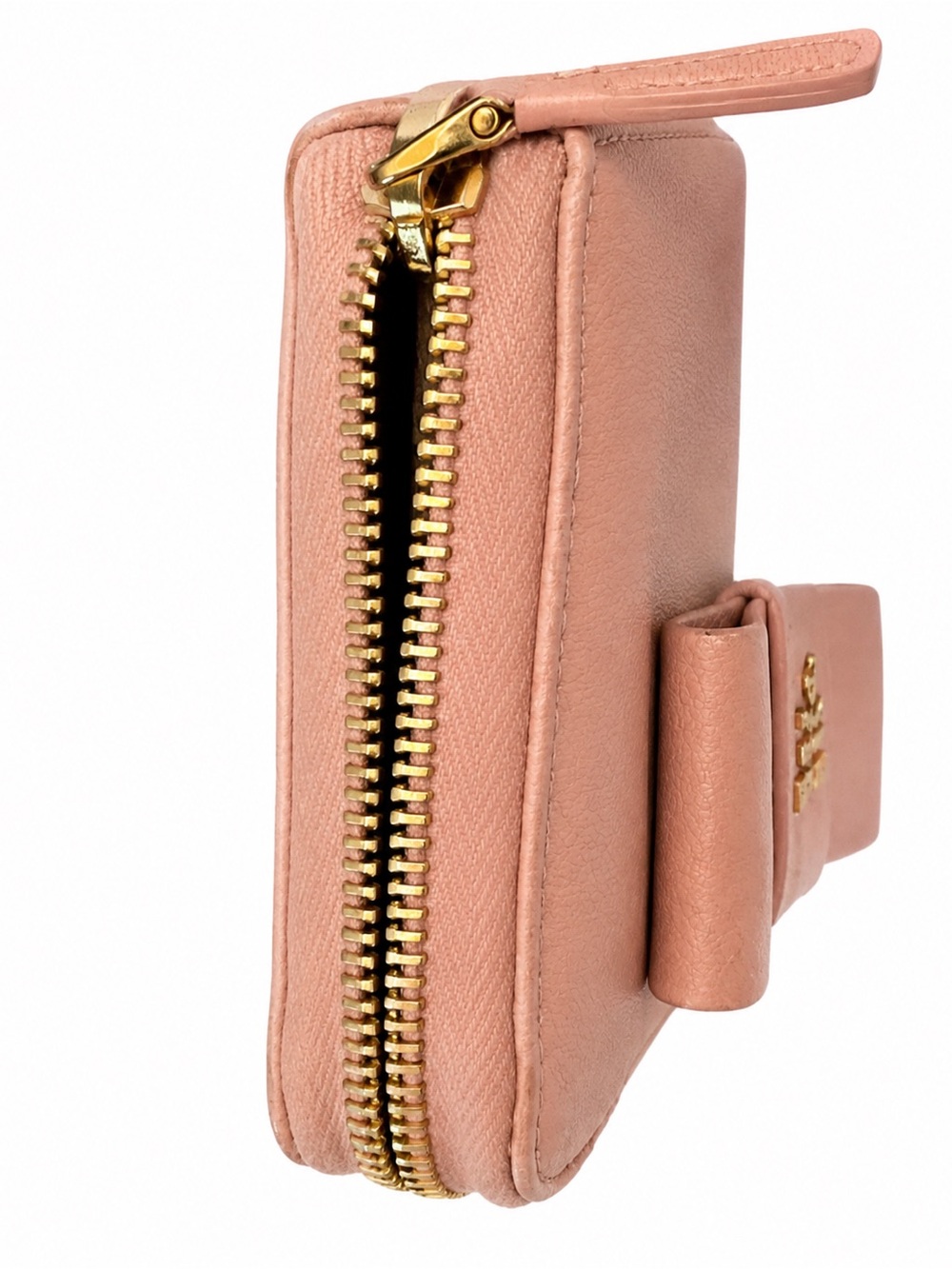 Prada Pink Bow Saffiano Leather Wallet with Gold Logo - Picture 3 of 4